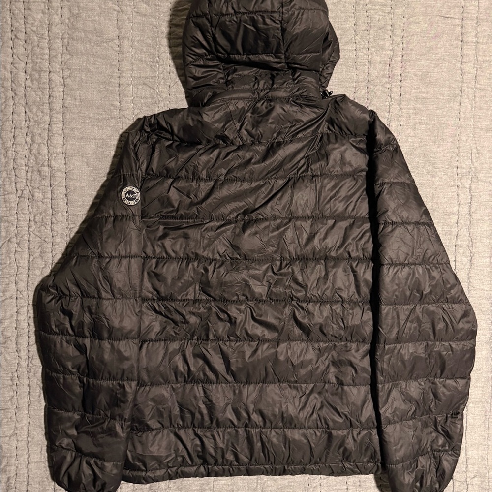 Black Abercrombie & Fitch puffer jacket xtra Large Water resistant fabric WOW - Picture 4 of 7